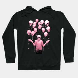 Pink preppy skeleton with skull balloons Hoodie